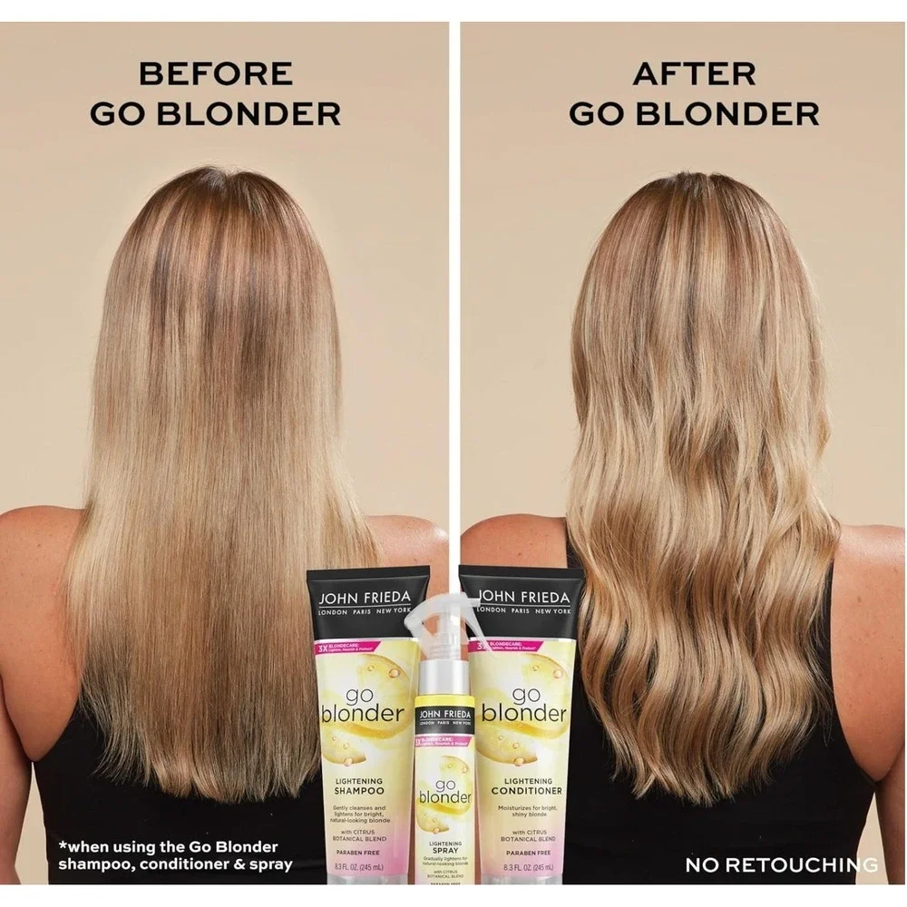 3 John Frieda Go Blonder Lightening SHAMPOO Lightens For Natural Looking 10 OZ